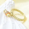 Brass Enamel Open Cuff Rings for Women RJEW-F179-08G-01-1