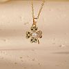 Brass Pave Clear Cubic Zirconia Pendant Necklaces NF0056-2