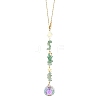 Round Glass & Natural Green Aventurine Chips Hanging Suncatchers HJEW-JM04209-01-1