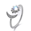 Brass Micro Pave Clear Cubic Zirconia Open Cuff Rings for Women RJEW-S402-03P-2