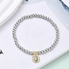 Brass Oval Charms Bracelets BJEW-B148-03A-01-1