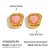 304 Stainless Steel Natural Rose Quartz Stud Earrings for Women OU7519-5-1