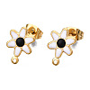 304 Stainless Steel Enamel Stud Earring Findings STAS-T052-43G-M-2