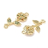 Brass Pave Colorful Cubic Zirconia Connector Charms KK-L253-21G-02-2
