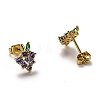 Brass Micro Pave Cubic Zirconia Stud Earrings X-EJEW-H123-01G-2