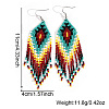 Square Pattern Glass Tassel Dangle Earrings HJ7780-4