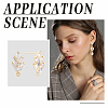 CREATCABIN 6 Pairs 2 Colors Brass Grass Shape Stud Earring Findings KK-CN0001-91-6