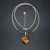 Natural Gemstone Heart Pendant Colorful Glass Seed Beads Beaded Necklaces for Women VA8487-4-3