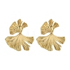 Ion Plating(IP) 304 Stainless Steel Leaf Stud Earrings EJEW-M249-06G-02-1