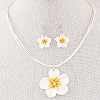 Flower Polymer Clay with Wax Cord Pendant Necklaces & Dangle Earrings Sets FS-WG2CAA9-04-1