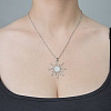 Non-Tarnish 201 Stainless Steel Hollow Sun Pendant Necklace NJEW-OY002-23-2