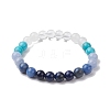 Natural Blue Aventurine & Mixed Gemstone Round Beaded Stretch Bracelets for Women BJEW-JB11056-04-1