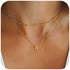 Bohemian Style Stainless Steel Double Layer Initial Pendant Necklaces FS-WGDC616-01-1