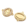 Rack Plating Brass Micro Pave Clear Cubic Zirconia Religion Virgin Mary Connector Charms KK-H449-61G-05-NR-2
