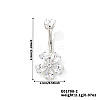 Flower Brass Cubic Zirconia Belly Rings Curved Barbell QR5785-2-1