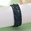Natural Chrysocolla and Lapis Lazuli Round Bead Stretch Bracelets X-BJEW-L594-B04-3