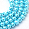 Baking Painted Pearlized Glass Pearl Round Bead Strands HY-Q330-8mm-48-1