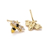 Clear Cubic Zirconia Bee Stud Earrings with Enamel EJEW-G288-24G-2