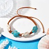 Synthetic Turquoise Sea Turtle Braided Bead Bracelet BJEW-JB10036-01-2