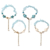Beachy Natural white Jade Chip Beads & Synthetic Turquoise Charm Bracelets BJEW-JB14140-2