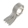 Round Ball Tassel 304 Stainless Steel Cuff Rings for Women RJEW-U039-03P-4