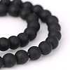 Frosted Natural Black Agate Round Beads Strands G-N0151-11-6mm-1