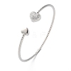 Clear Cubic Zirconia Open Cuff Bangle BJEW-G737-01P-01-4