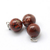 Round Natural Red Rainbow Jasper Pendants G-Q434-14-2