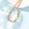 Oval & Paperclip Brass Micro Pave Cubic Zirconia Link Chain Bracelets for Women BJEW-D458-02G-02-3