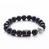 10MM Natural Black Onyx(Dyed & Heated) and Howlite Beaded Stretch Bracelets RH2290-20-1