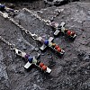 Chakras Natural Gemstone Beads Wire Wrapped Cross Dowsing Pendulums PW23032849378-2