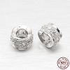 Anti-Tarnish Rhodium Plated 925 Sterling Silver Cubic Zirconia European Beads STER-O024-01-3