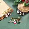 3Pcs 3 Style Christmas Tree & Snowman & Deer Alloy Enamel Charms Safety Pin Brooches JEWB-BR00094-5