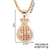 Fashion Hip-hop Street Style Brass Old Rose & Clear Cubic Zirconia Money Bag Pendant Box Chain Necklaces DR5098-2-1