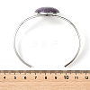 Natural Mixed Stone Flat Round Brass Cuff Bangles for Women BJEW-JB14353-5