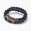 Natural Lava Rock Beads Stretch Bracelets Sets BJEW-JB03902-2