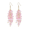 Trumpet Flower Shape Glass & Imitation Pearl Beaded Dangle Earrings EJEW-JE05100-02-1