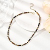 Column Natural Tiger Eye & Faceted Round Synthetic Blue Goldstone Beaded Necklaces NJEW-JN05663-5