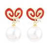 Valentine's Day Brass Clear Cubic Zirconia Dangle Stud Earrings EJEW-Z164-07G-5