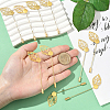 60Pcs Leaf Stainless Steel Round Tray Stick Lapel Pins JEWB-SC0001-75C-4