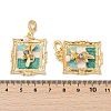 Brass Random Color Glass Pendants KK-Q030-05B-G-4