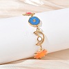 304 Stainless Steel Enamel Colorful Star Sun Moon Link Chain Bracelets for Women SA-CBA7107-06G-3