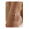 201 Stainless Steel Heart with Initial Charm Double Layer Anklets for Women FS-WG0EC0A-21-1