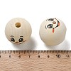 Printed Schima Wood European Beads WOOD-G023-14G-3