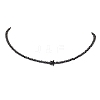 3mm Faceted Round Natural Black Spinel Beaded Necklaces NJEW-JN05127-2