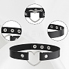 3Pcs 3 Styles Adjustable Gothic Two Tone PU Leather Alloy Heart Choker Necklaces for Women NJEW-CL0007-08-5