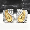 304 Stainless Steel Two-tone Stud Earrings for Women EJEW-R023-01GP-02-1