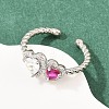 Brass Micro Pave Cubic Zirconia Cuff Open Rings for Women RJEW-C153-04P-02-2