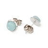 Gemstone Half Round Stud Earrings EJEW-P220-02P-4