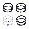 FIBLOOM 8Pcs 8 Style Natural Howlite & Black Glass Stretch Bracelets Set BJEW-FI0001-51-1